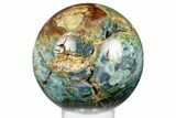 Gary Green Jasper (Larsonite) Bog Wood Sphere - Top Quality Color #369049-1